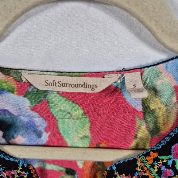 Soft Surroundings Top Womens S Pink Linen Tunic V Neck 3/4 Sleeve Bell - Picture 5 of 7